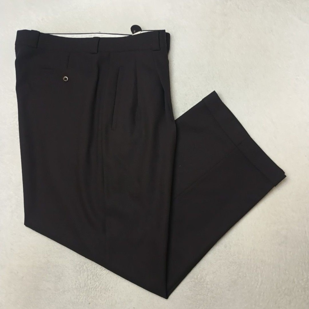 Zanella Pants Men 38x30 Brown Dress Davis Pleated Cuffed Wool Classic Italy